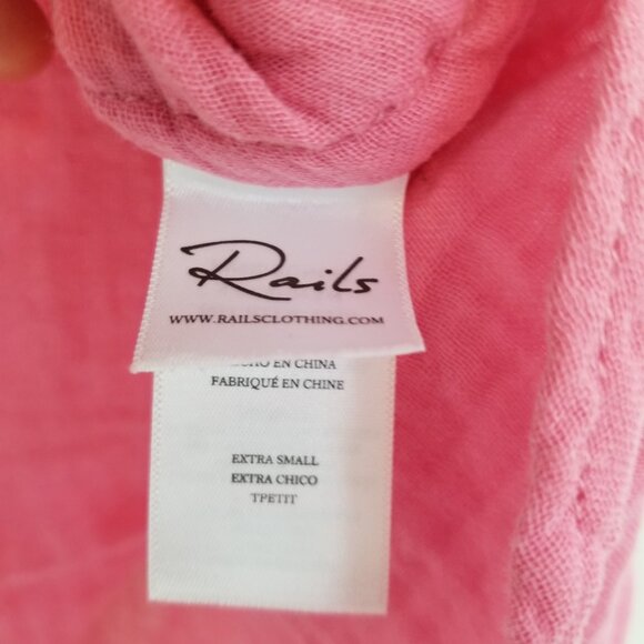 Rails Pink Collared Shortsleeve Top XS - Picture 8 of 10